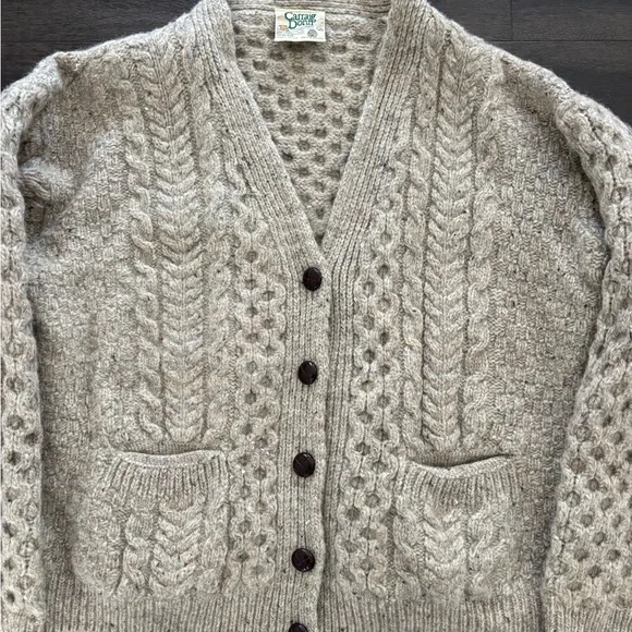 Women’s Vintage Carraig Donn Wool Cardigan Cable Knit Sweater Size L - Picture 2 of 5